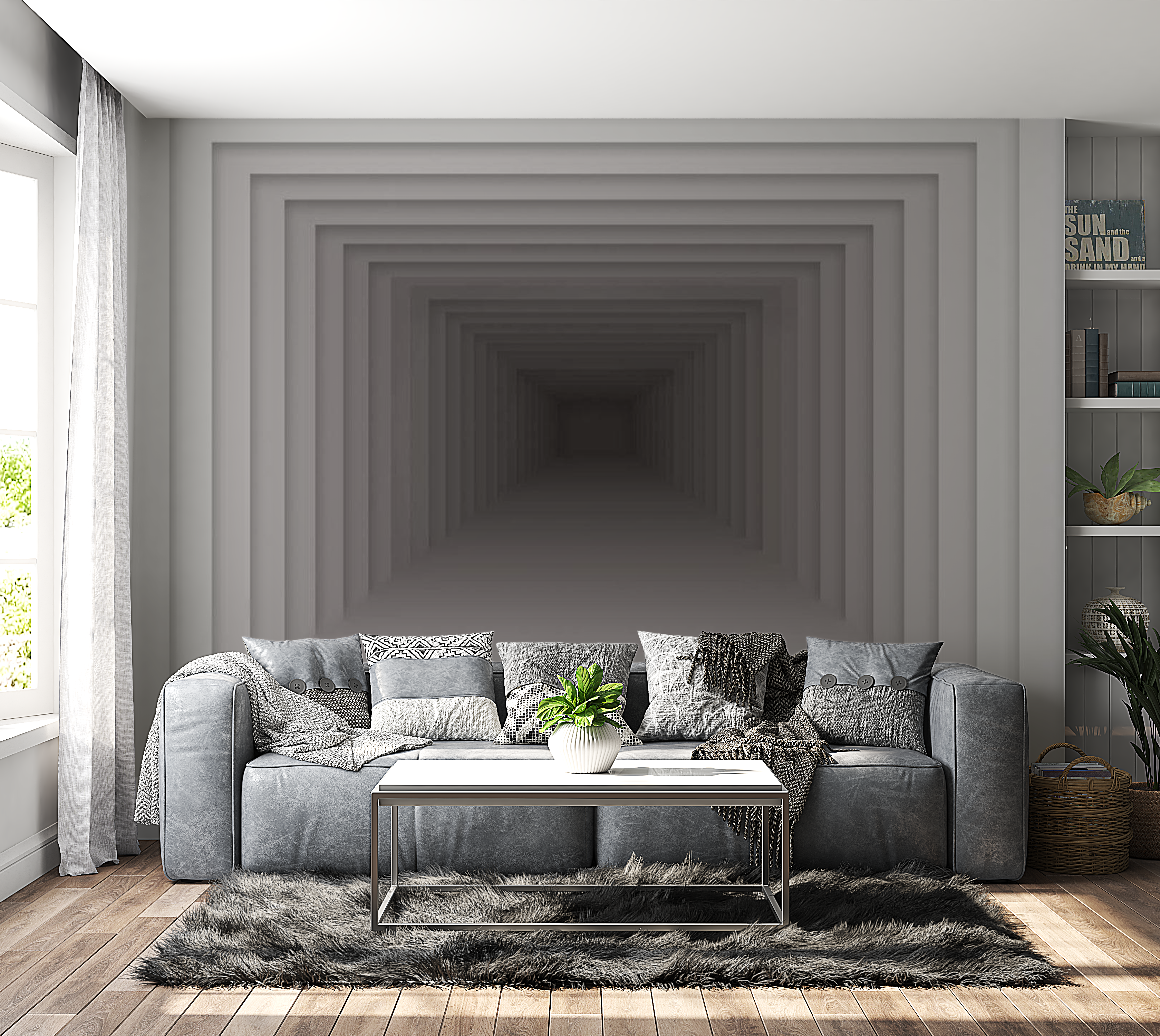 3D Illusion Wallpaper Wall Mural - Infinity 118"Wx90"H