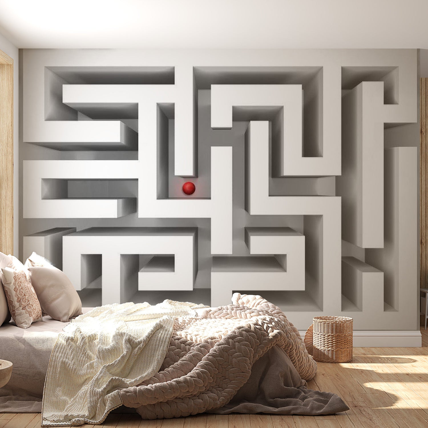 3D Illusion Wallpaper Wall Mural - Labyrinth