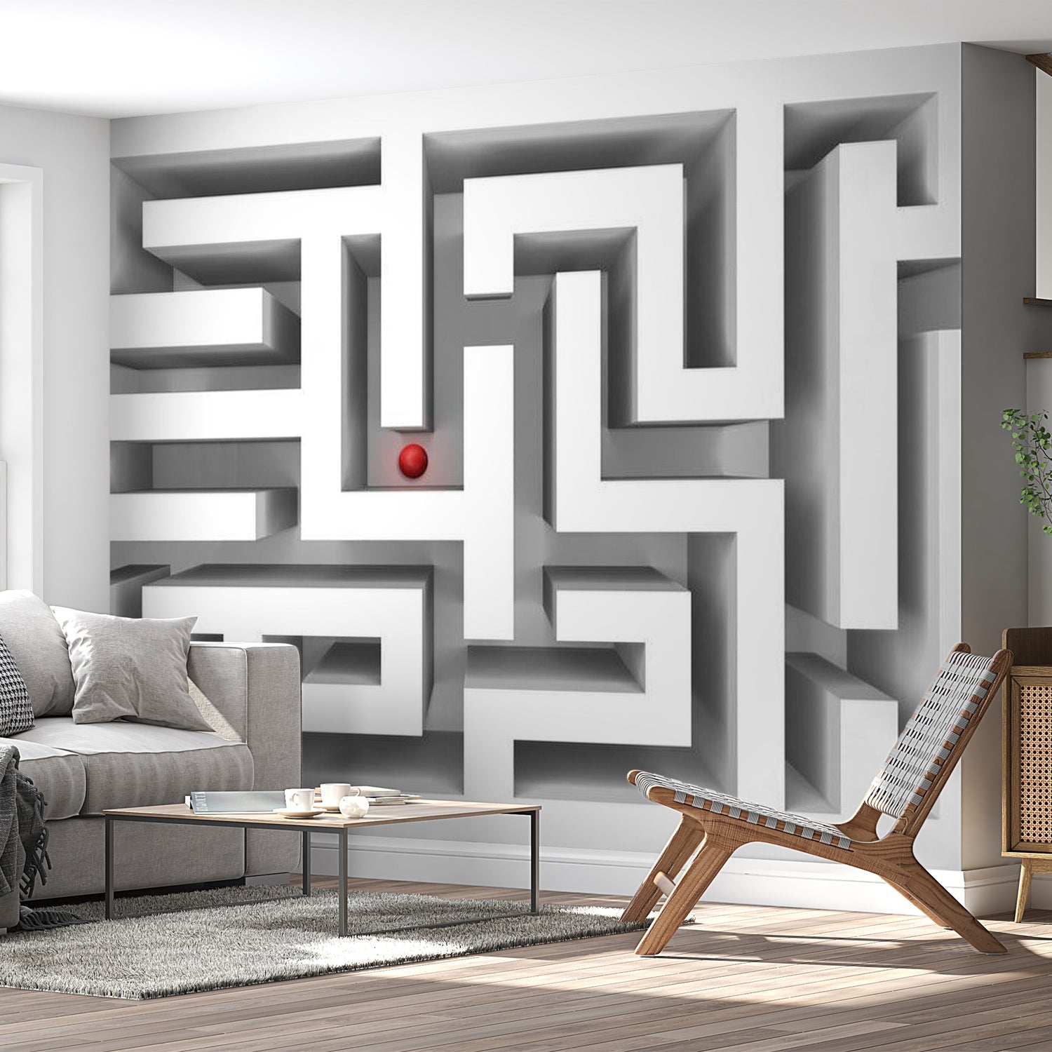 3D Illusion Wallpaper Wall Mural - Labyrinth