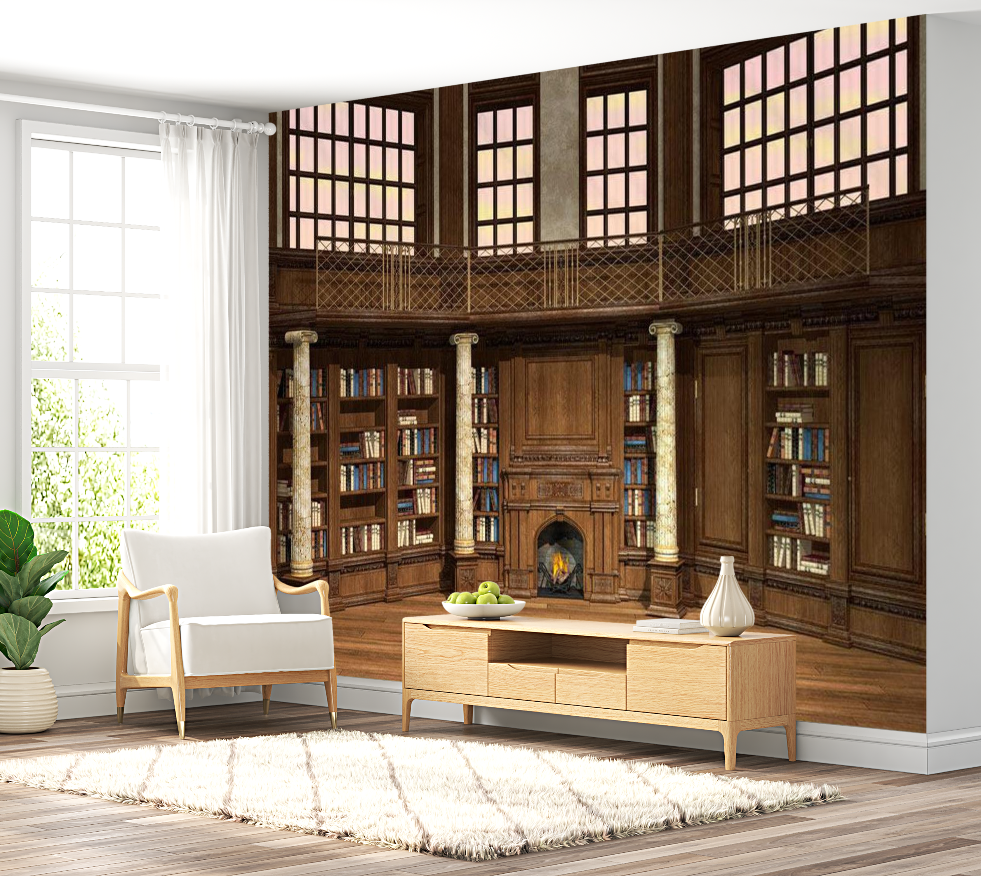 3D Illusion Wallpaper Wall Mural - Library Of Dreams