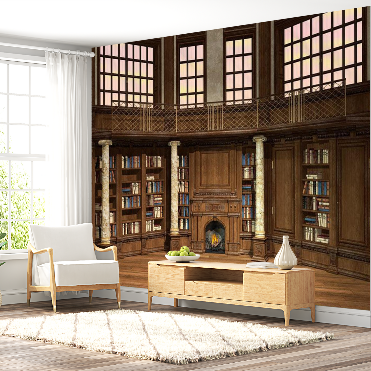 3D Illusion Wallpaper Wall Mural - Library Of Dreams 39"Wx27"H