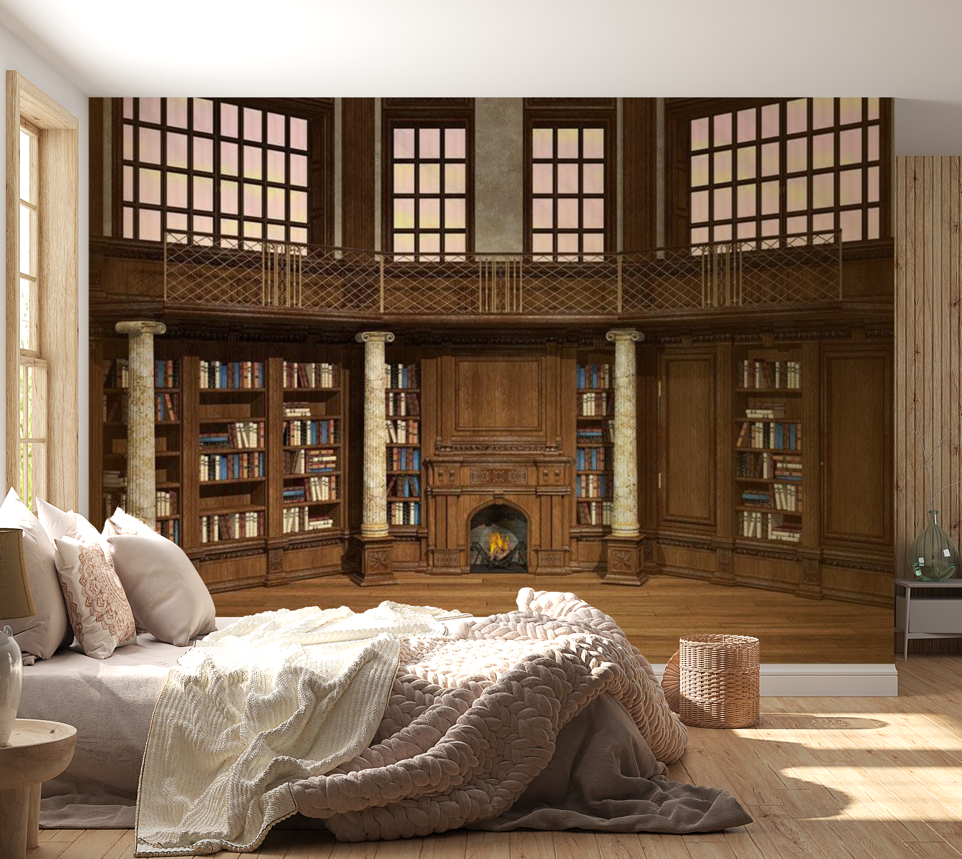 3D Illusion Wallpaper Wall Mural - Library Of Dreams 39"Wx27"H