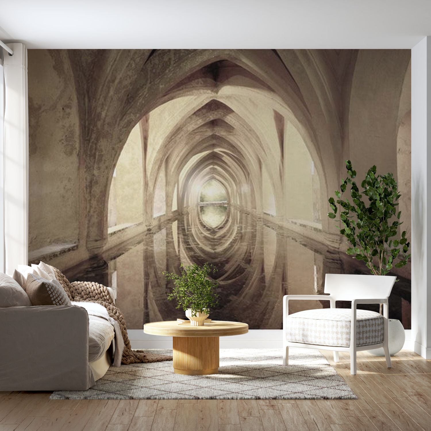 3D Illusion Wallpaper Wall Mural - Magical Corridor 39"Wx27"H
