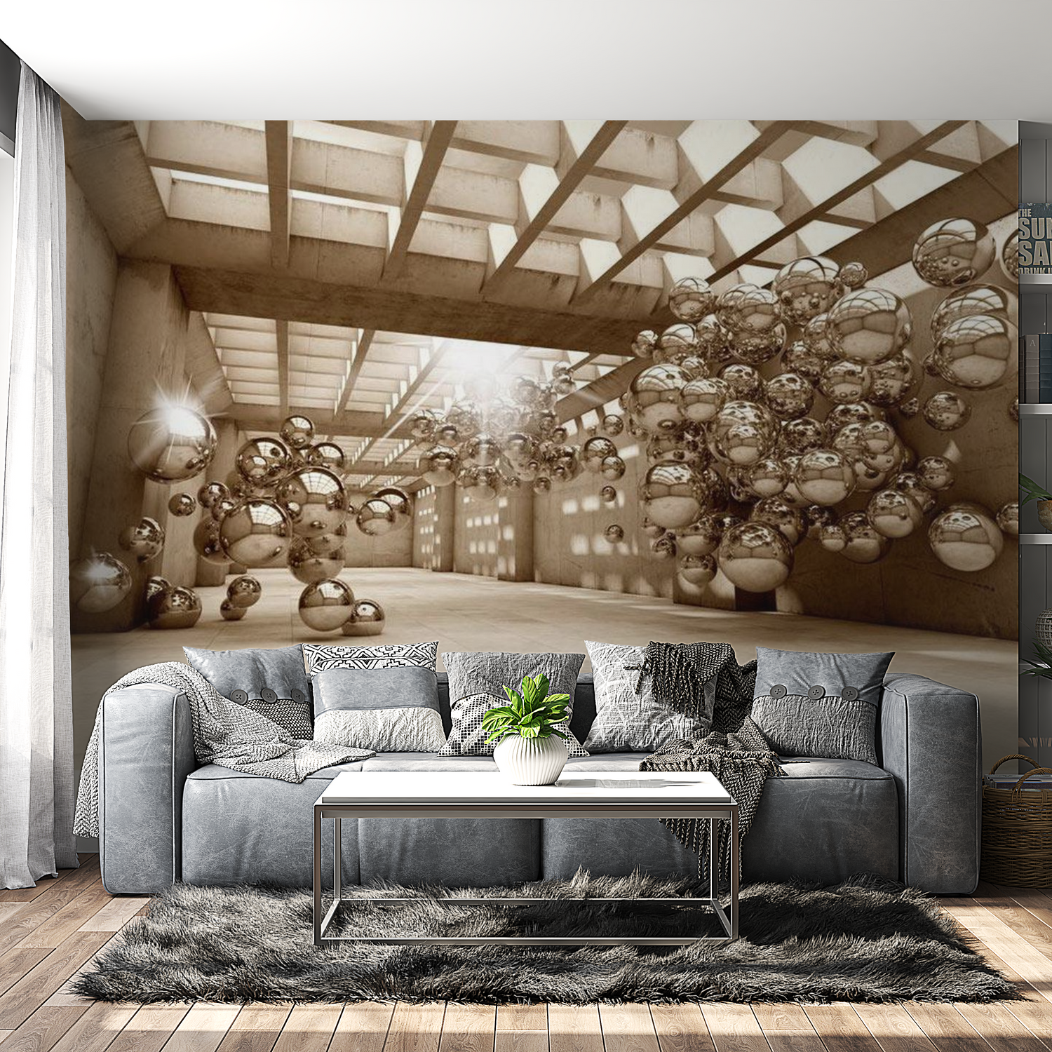 3D Illusion Wallpaper Wall Mural - Misterious Corridor 39"Wx27"H