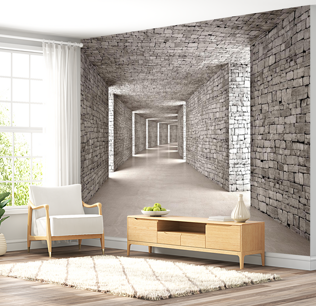 3D Illusion Wallpaper Wall Mural - Mysterious Tunnel