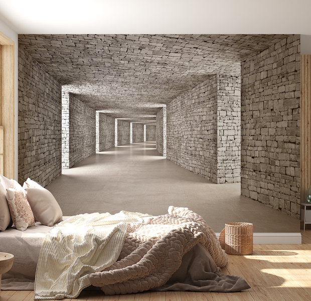 3D Illusion Wallpaper Wall Mural - Mysterious Tunnel 39"Wx27"H