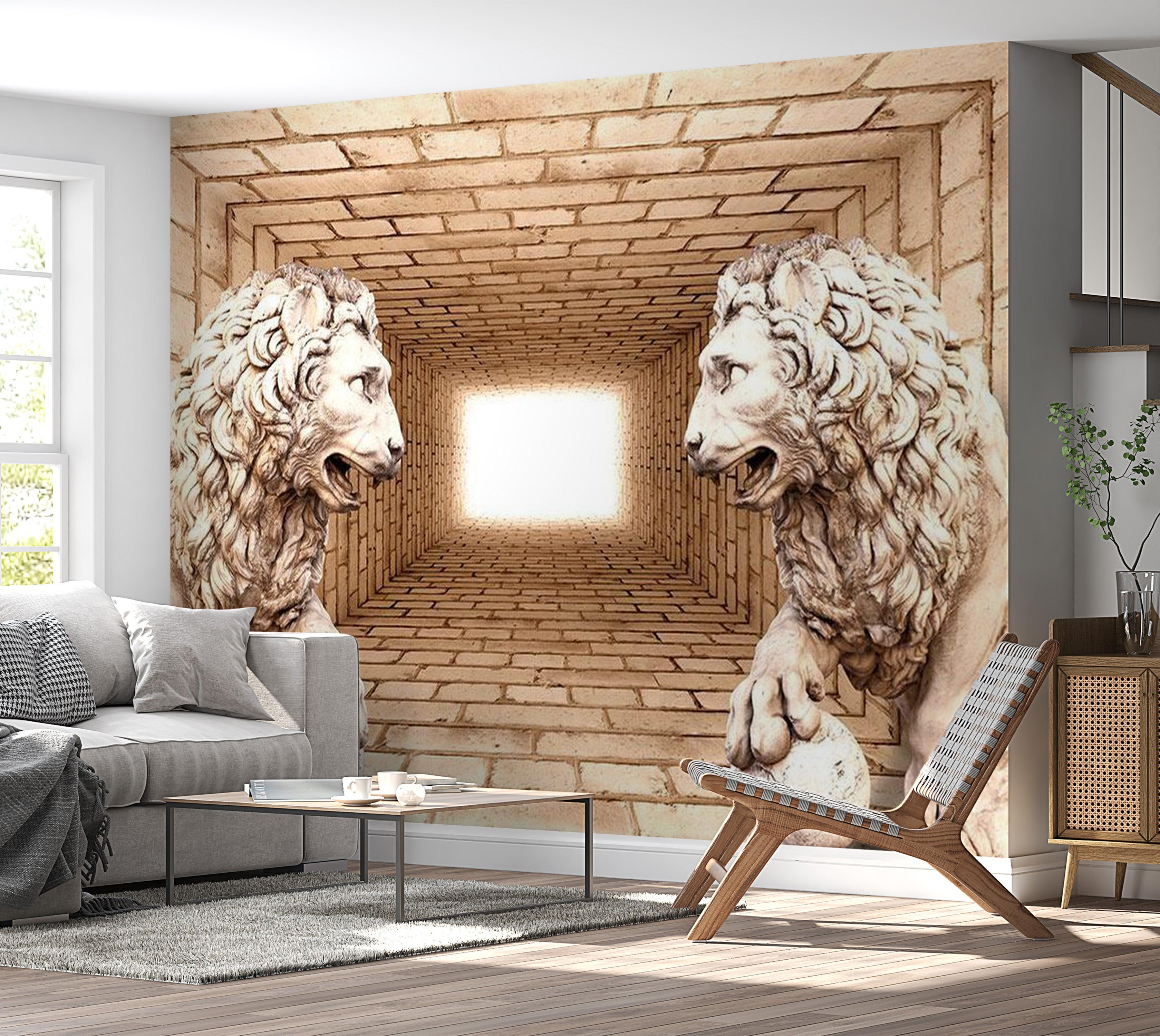 3D Illusion Wallpaper Wall Mural - Mystery Of Lions