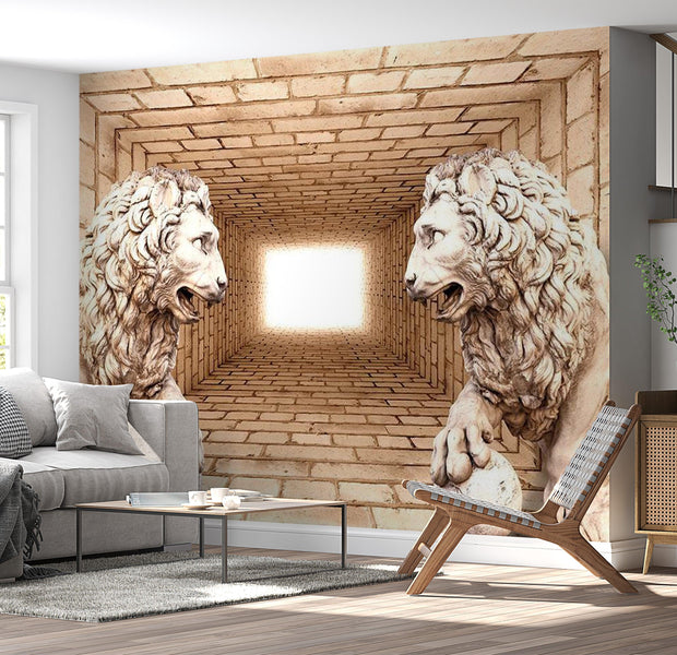 3D Illusion Wallpaper Wall Mural - Mystery Of Lions