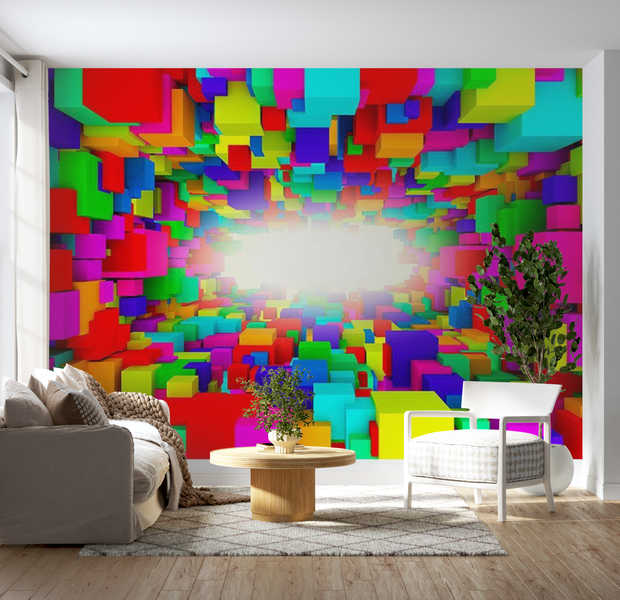 3D Illusion Wallpaper Wall Mural - Light In Color Geometry 39"Wx27"H