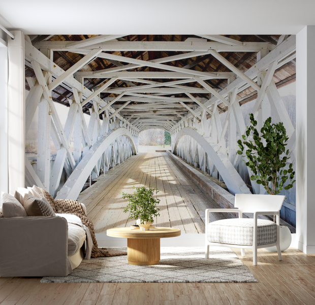 3D Illusion Wallpaper Wall Mural - Old Bridge 39"Wx27"H
