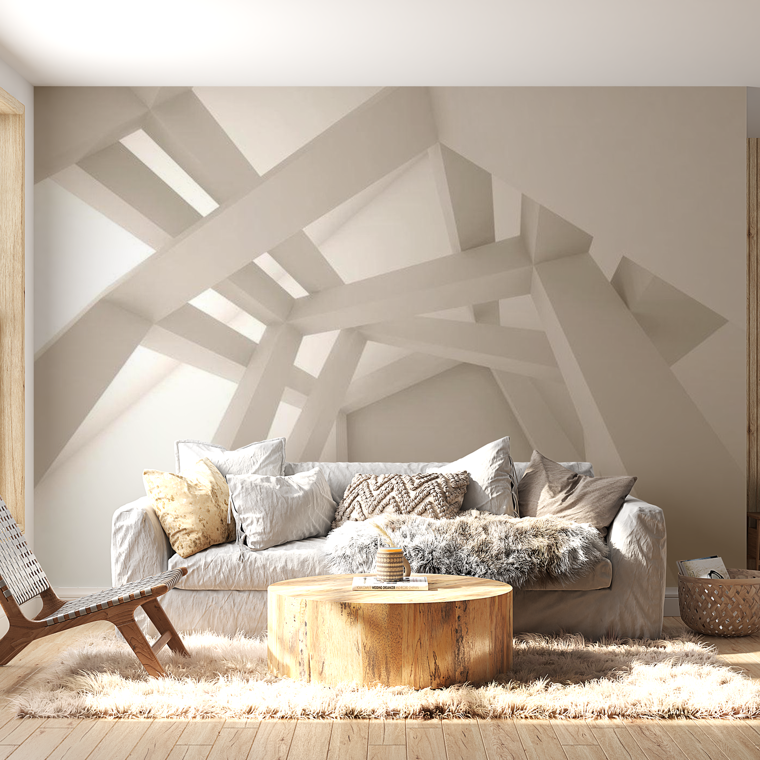 3D Illusion Wallpaper Wall Mural - Creamy Creation 39"Wx27"H