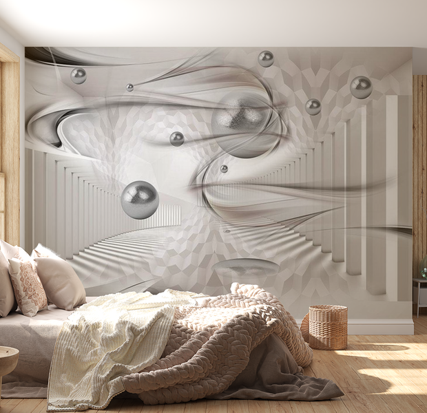 3D Illusion Wallpaper Wall Mural - White Bullets 39"Wx27"H