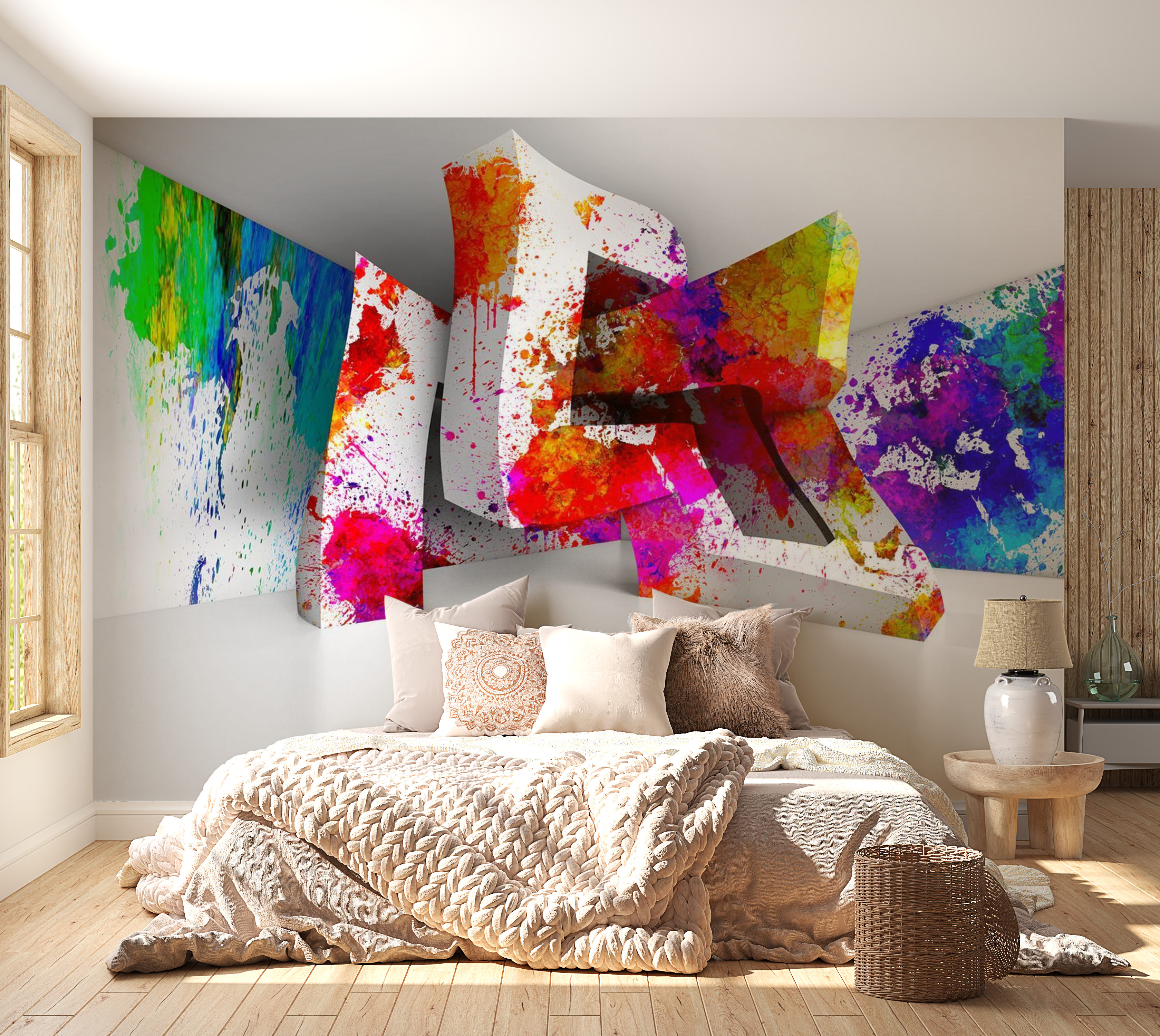 3D Illusion Wallpaper Wall Mural - Paint Splashes