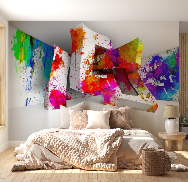 3D Illusion Wallpaper Wall Mural - Paint Splashes