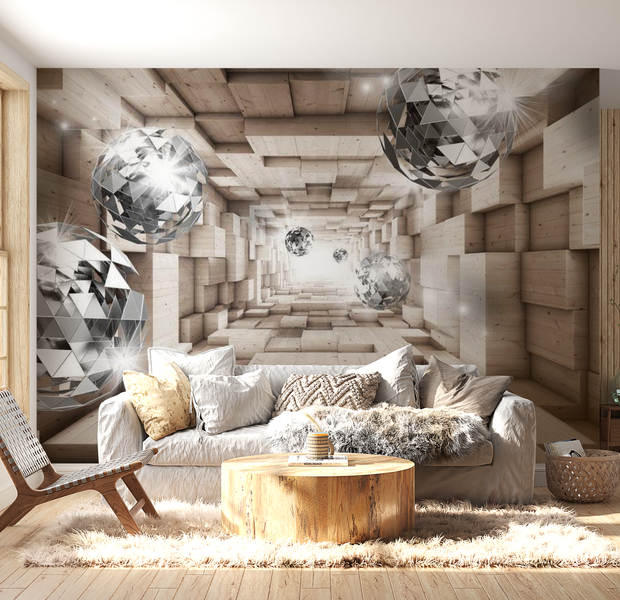 3D Illusion Wallpaper Wall Mural - In A Wooden Tunnel 39"Wx27"H