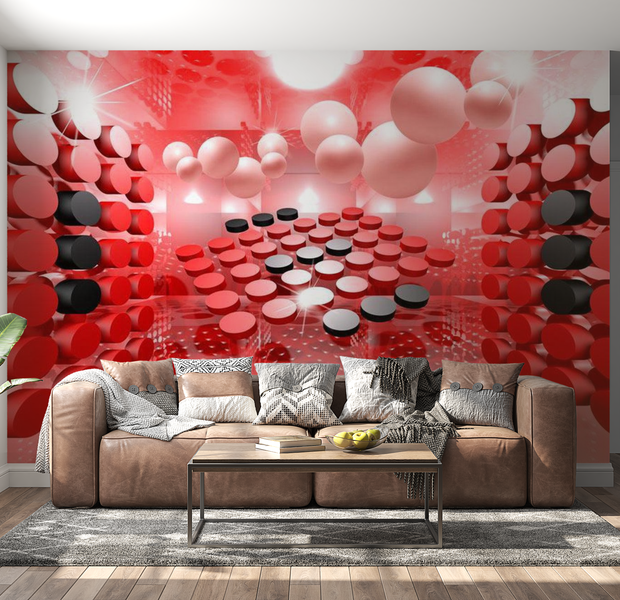 3D Illusion Wallpaper Wall Mural - Playing In Red And Black 39"Wx27"H
