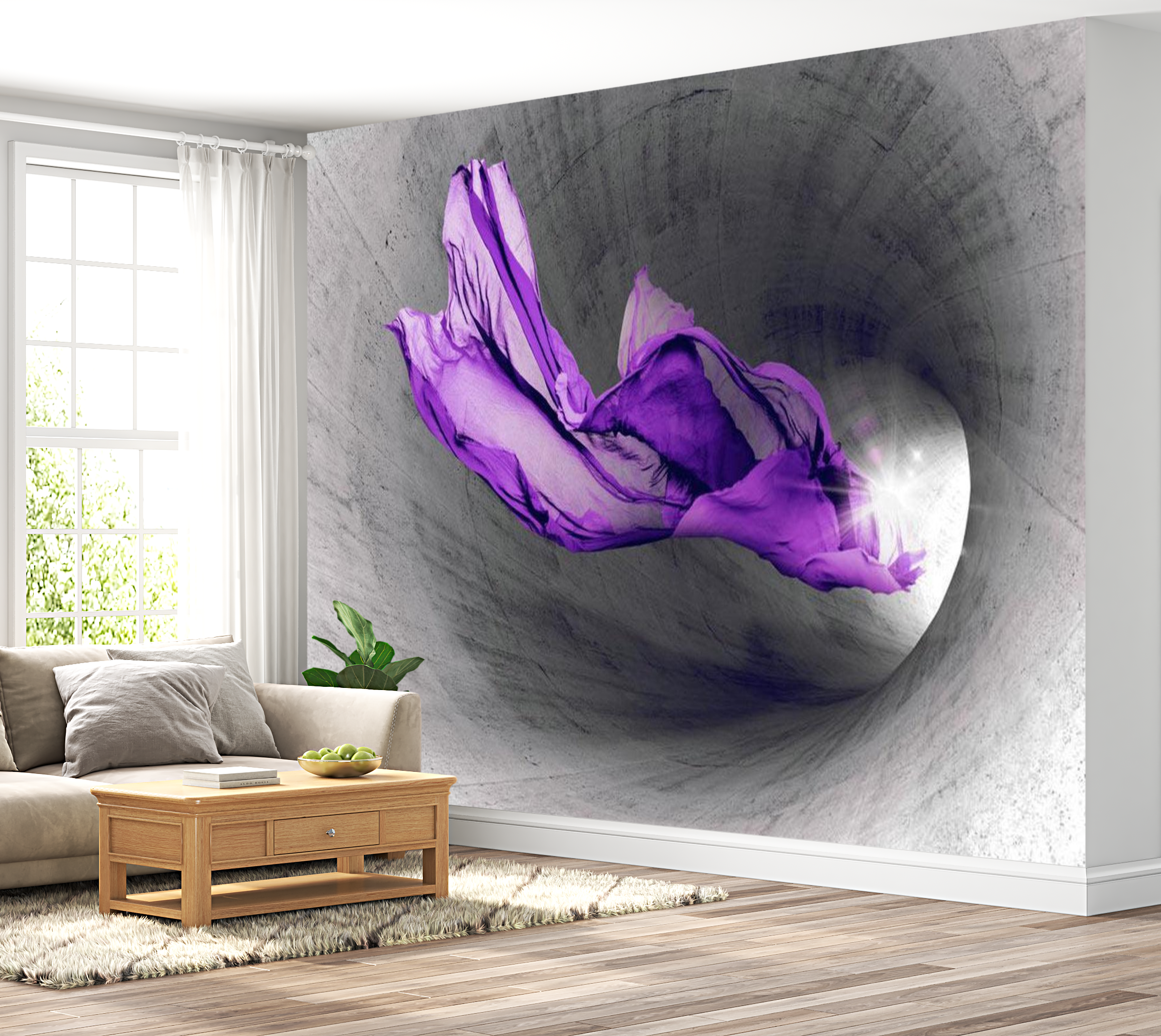 3D Illusion Wallpaper Wall Mural - Purple Apparition