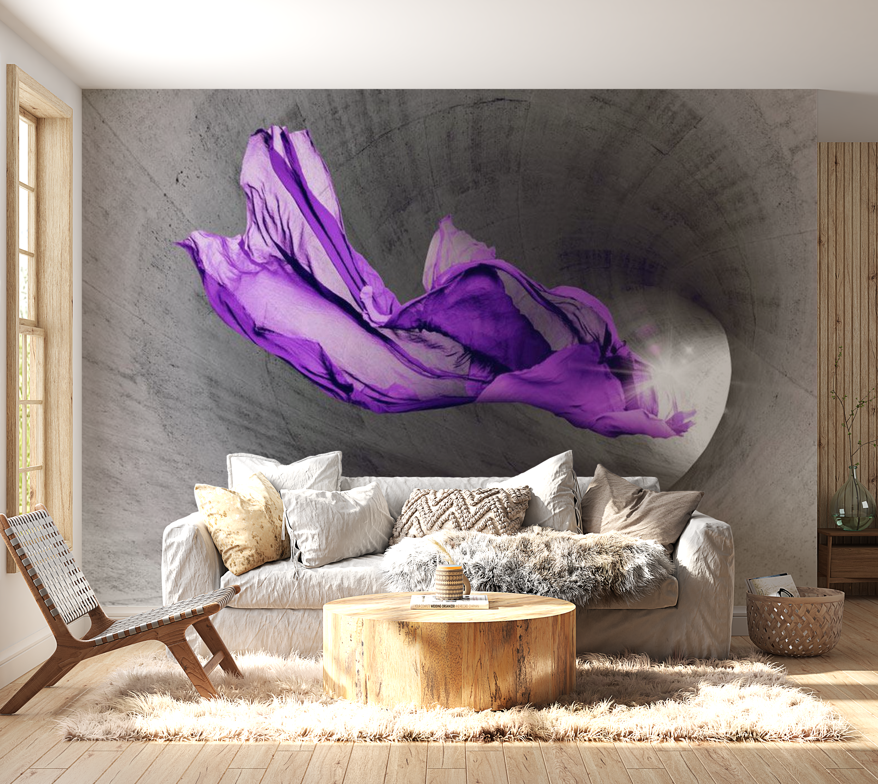 3D Illusion Wallpaper Wall Mural - Purple Apparition 39"Wx27"H