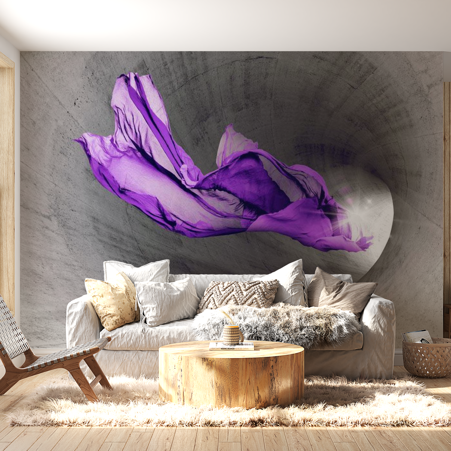 3D Illusion Wallpaper Wall Mural - Purple Apparition 39"Wx27"H