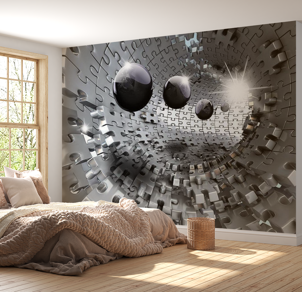 3D Illusion Wallpaper Wall Mural - Puzzle Tunnel