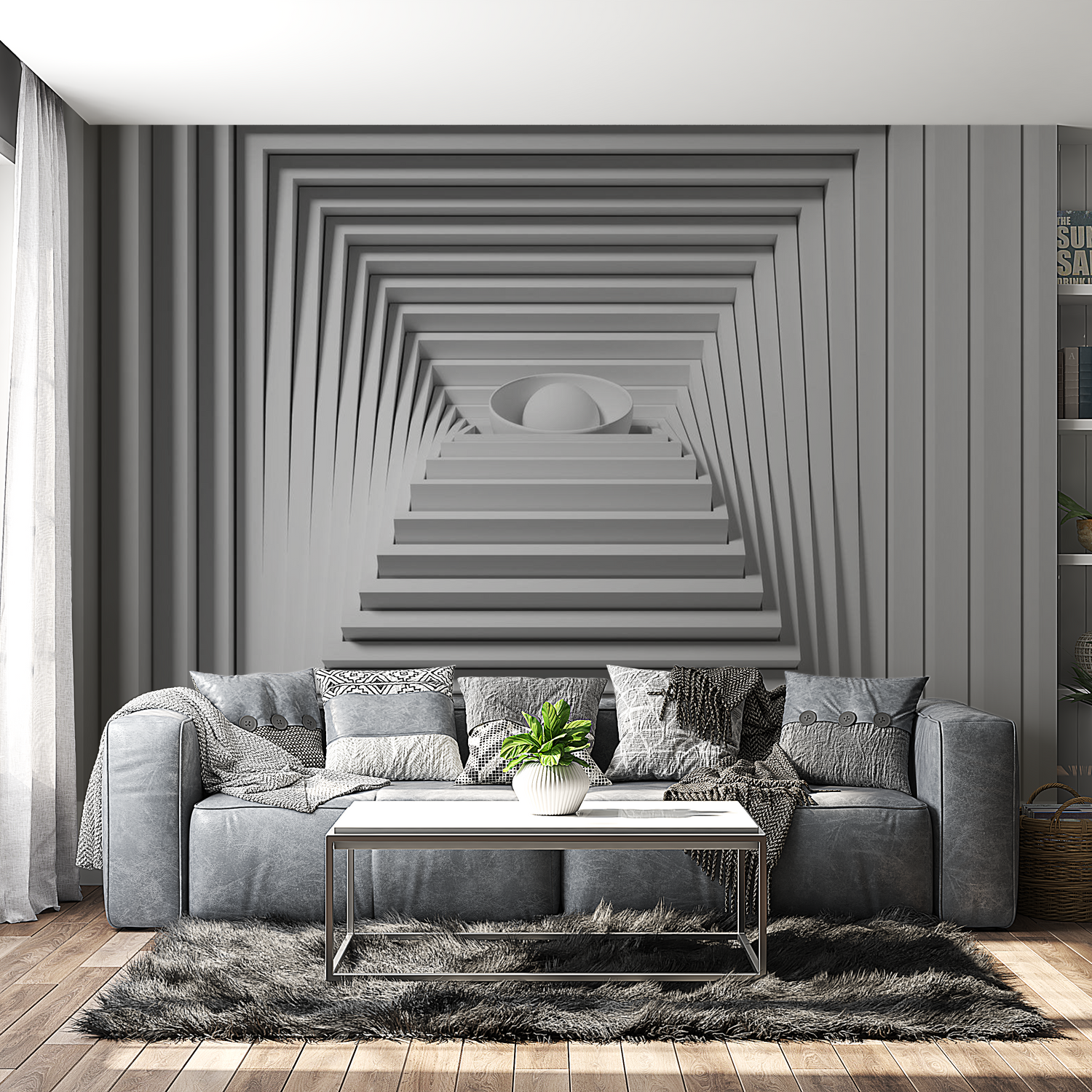3D Illusion Wallpaper Wall Mural - Quadrangle Depth 59.1"x41.3"