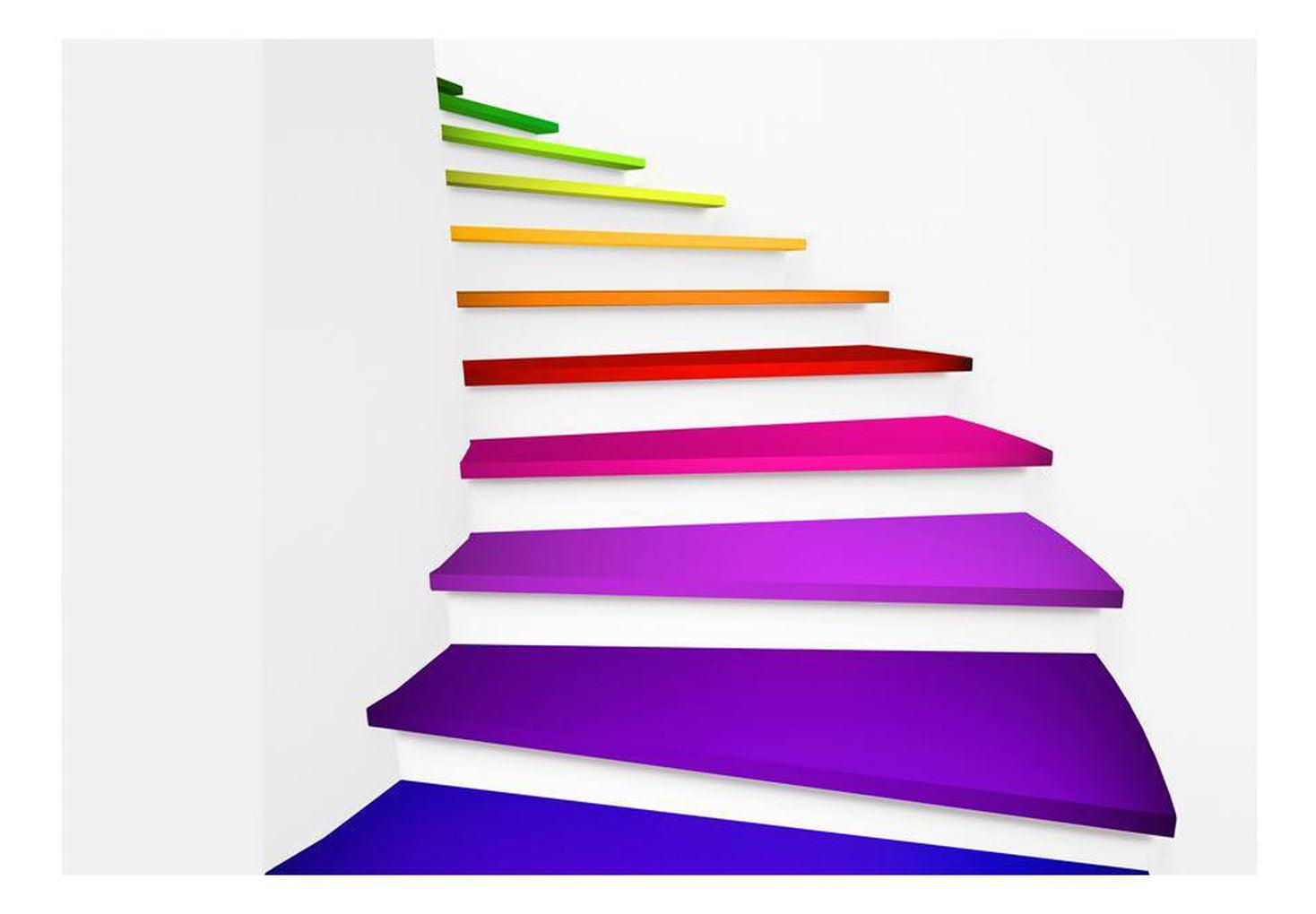 3D Illusion Wallpaper Wall Mural - Rainbow Steps