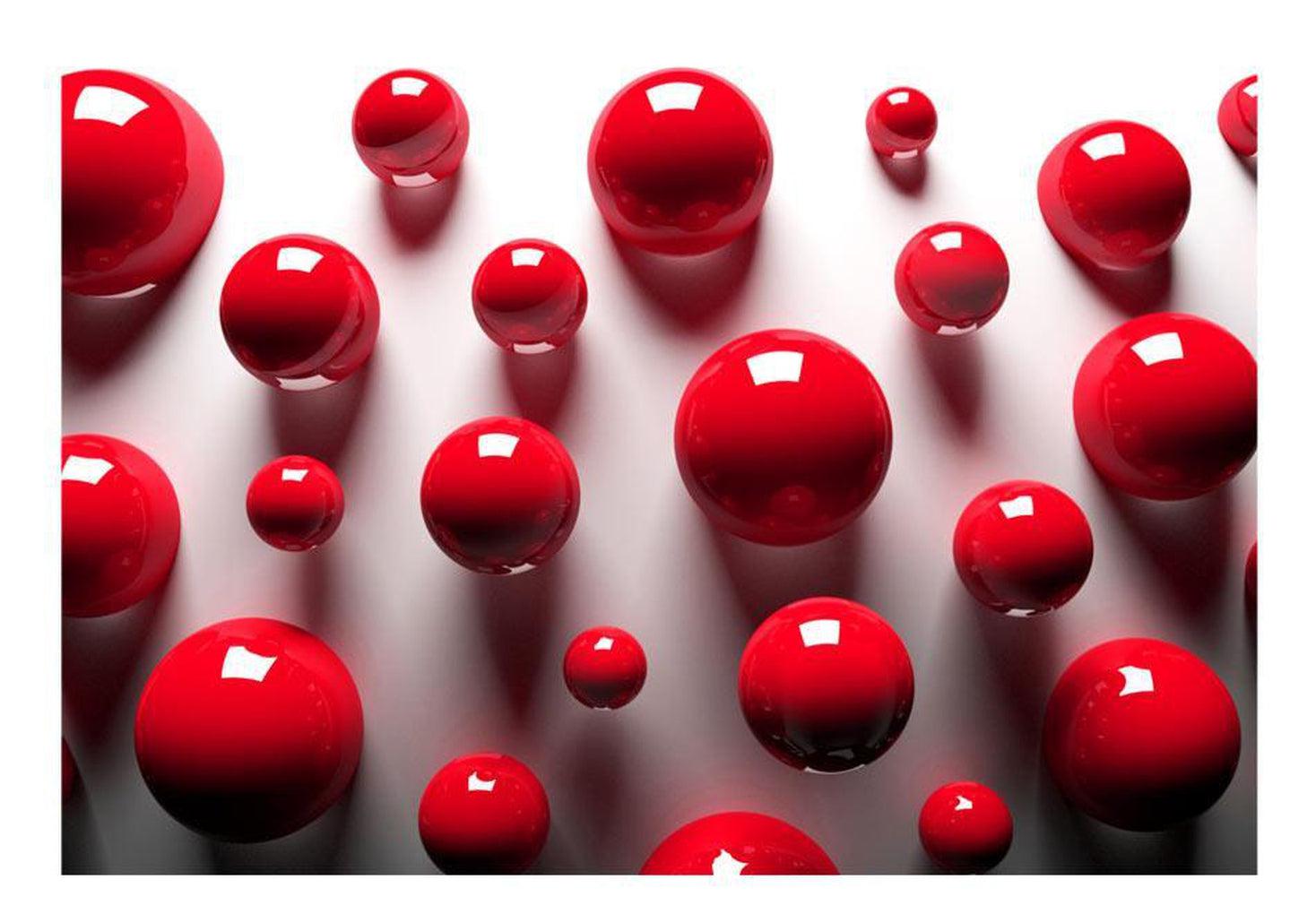 3D Illusion Wallpaper Wall Mural - Red Balls