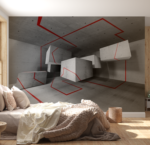 3D Illusion Wallpaper Wall Mural - Red Trail 39"Wx27"H