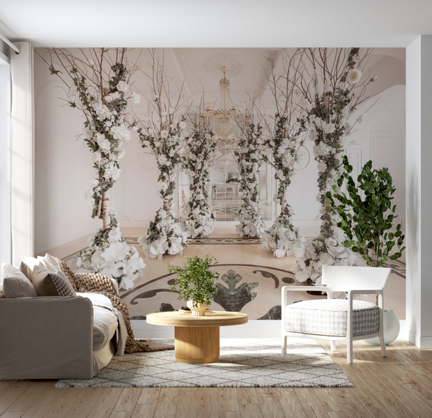 3D Illusion Wallpaper Wall Mural - Flower Chamber 39"Wx27"H