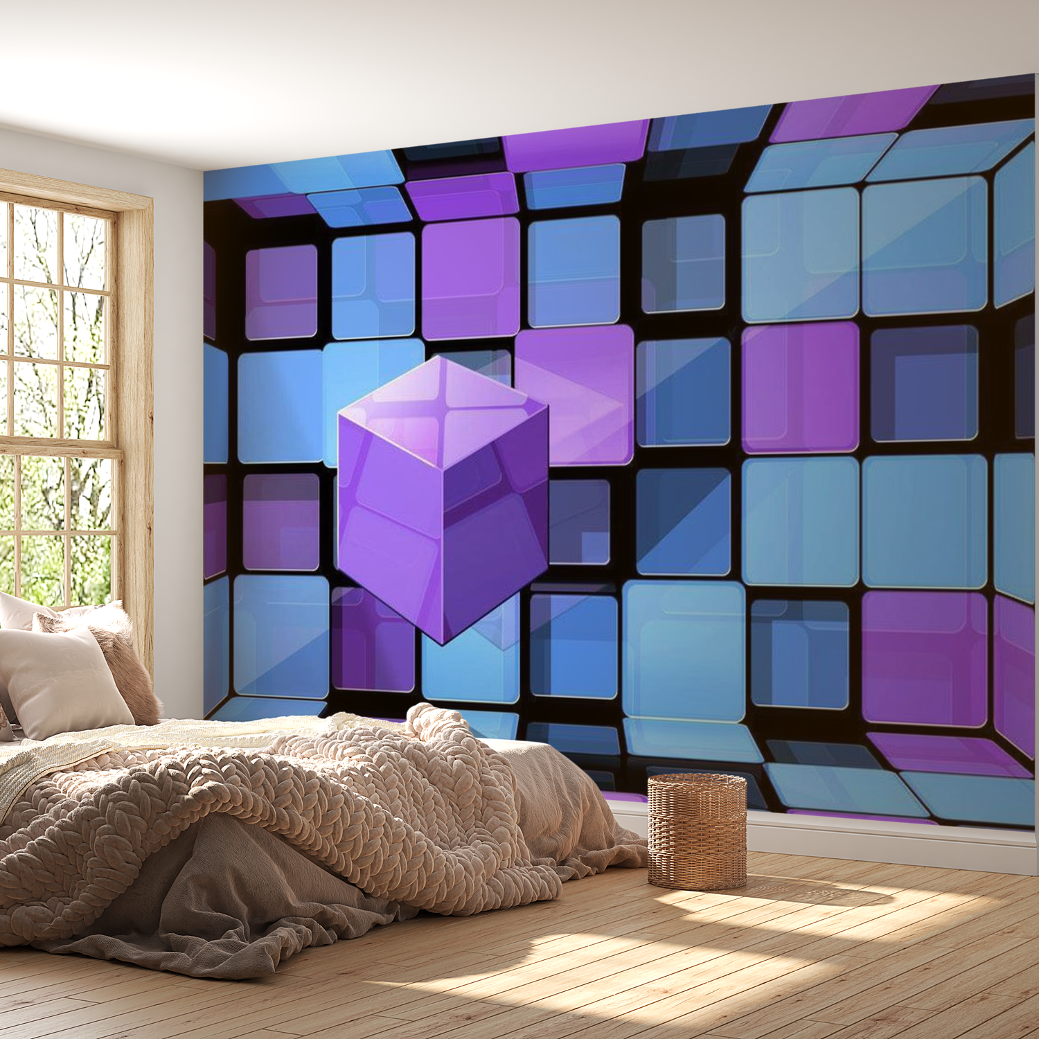 3D Illusion Wallpaper Wall Mural - Rubik's Cube: Variation 39"Wx27"H
