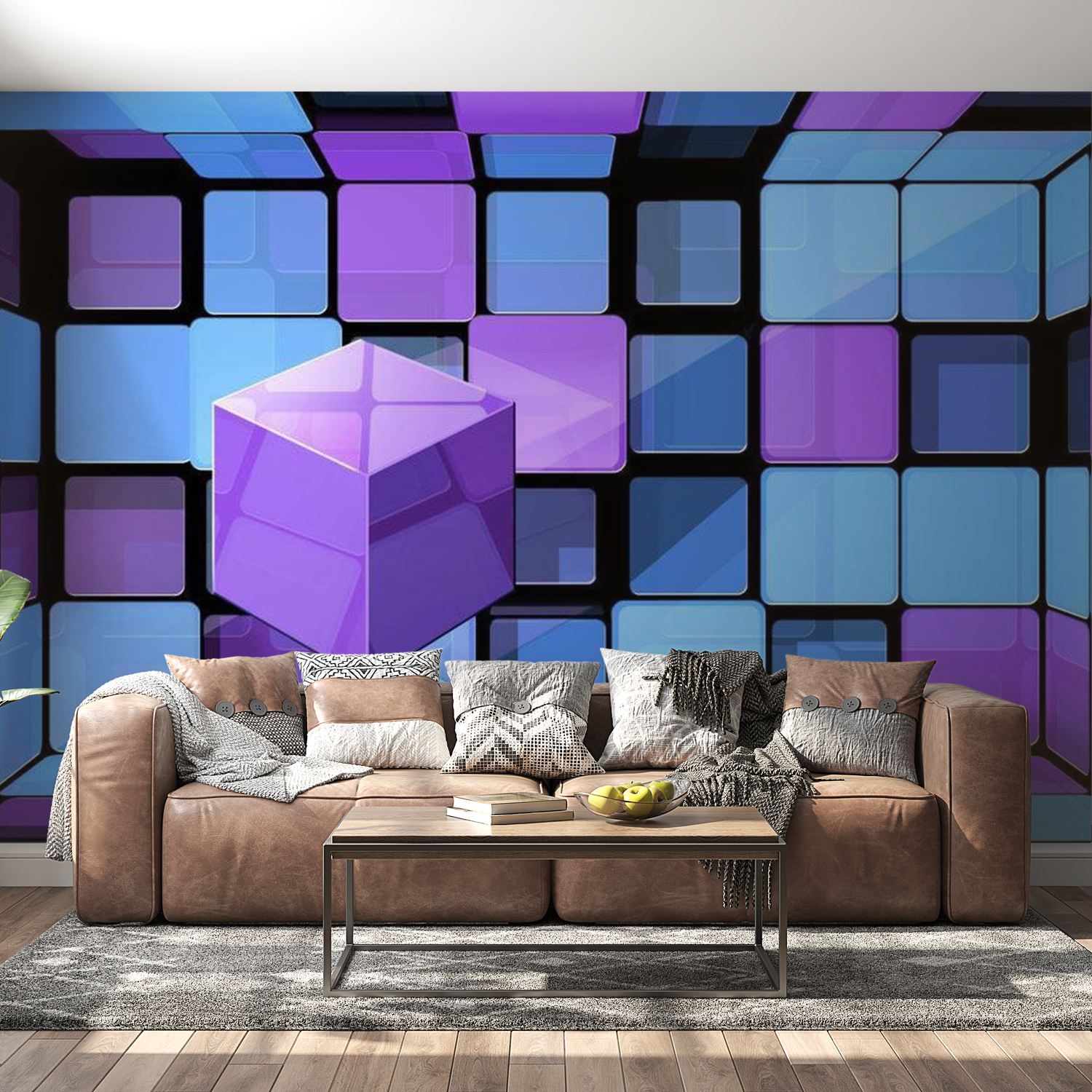 3D Illusion Wallpaper Wall Mural - Rubik's Cube: Variation 39"Wx27"H
