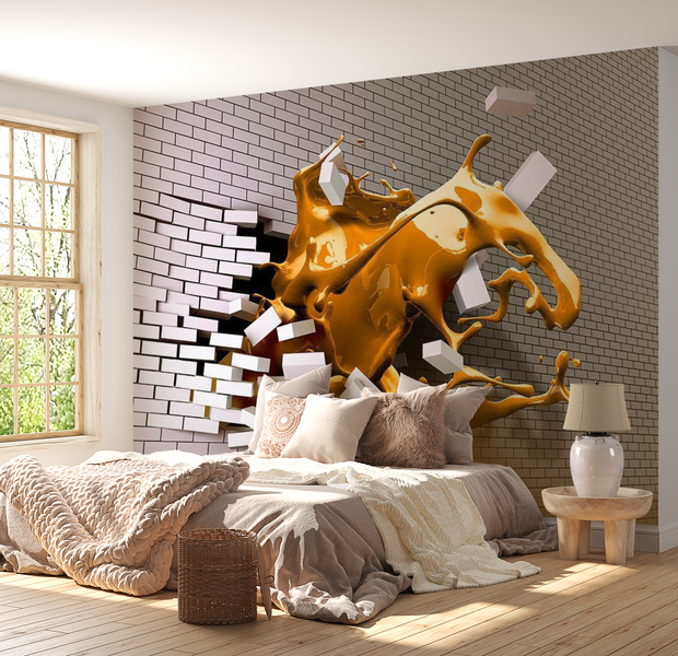3D Illusion Wallpaper Wall Mural - Saffron Splash