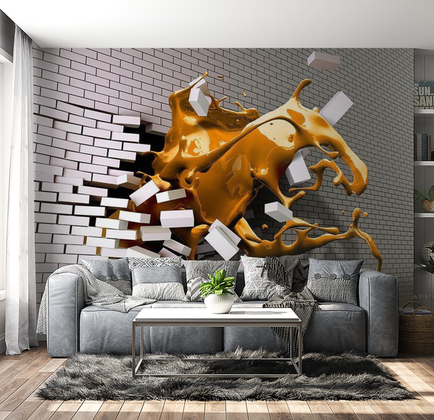 3D Illusion Wallpaper Wall Mural - Saffron Afflatus 39"Wx27"H