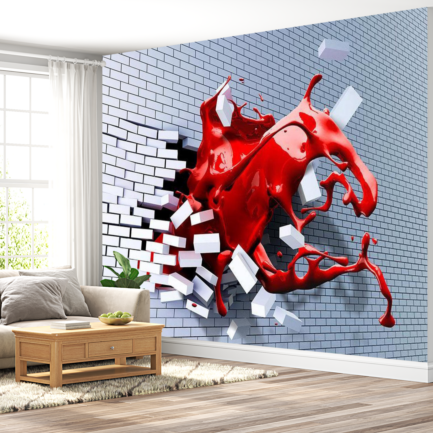 3D Illusion Wallpaper Wall Mural - Scarlet Inspiration 39"Wx27"H