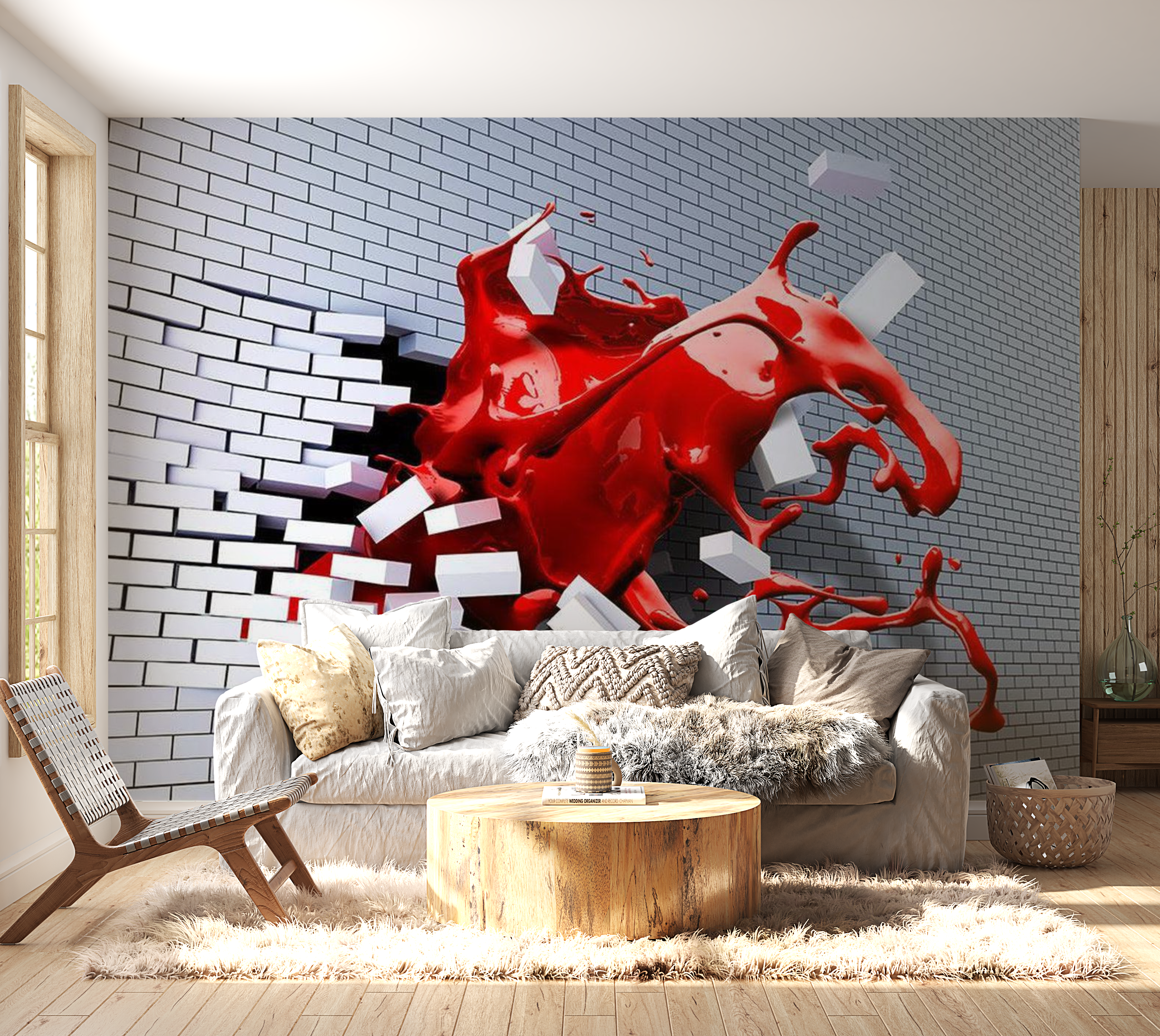 3D Illusion Wallpaper Wall Mural - Scarlet Inspiration 39"Wx27"H