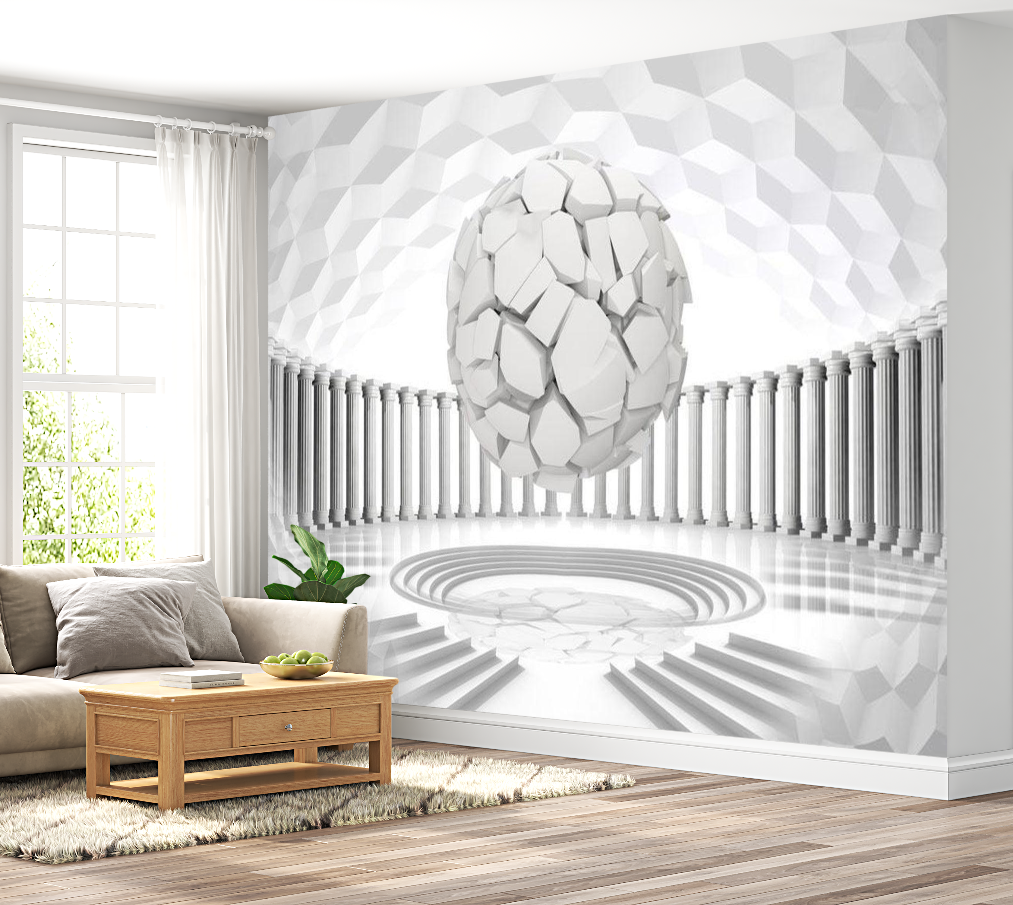 3D Illusion Wallpaper Wall Mural - Hidden Geometry 39"Wx27"H