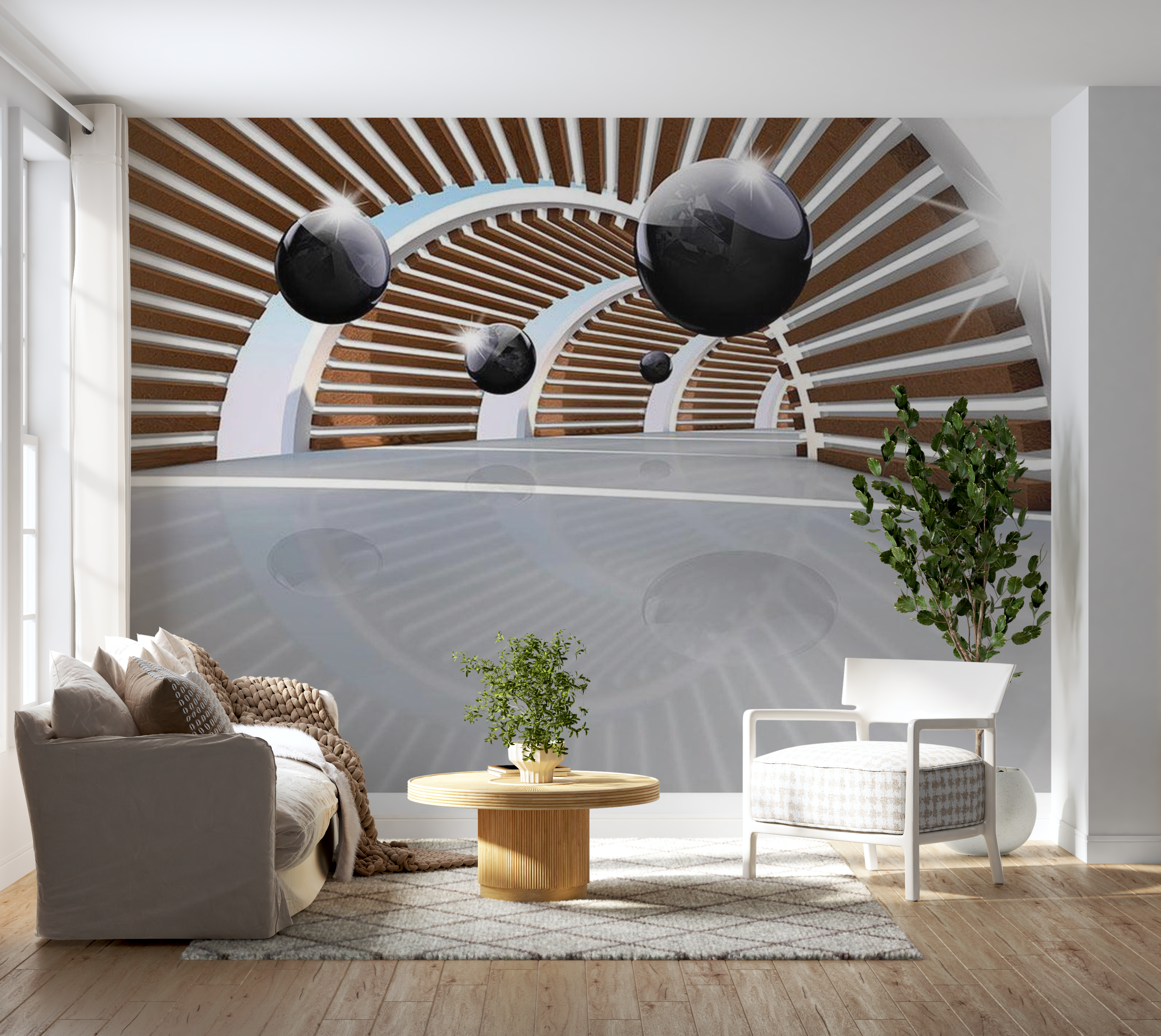 3D Illusion Wallpaper Wall Mural - Sky Tunnel 39"Wx27"H