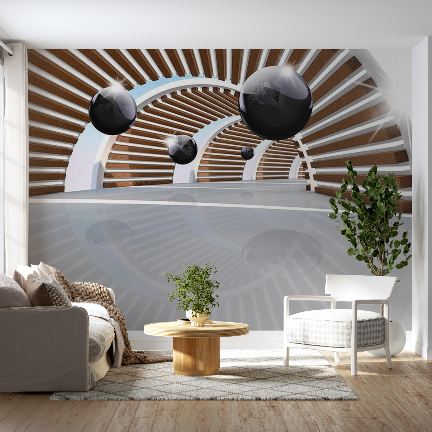 3D Illusion Wallpaper Wall Mural - Sky Tunnel 39"Wx27"H