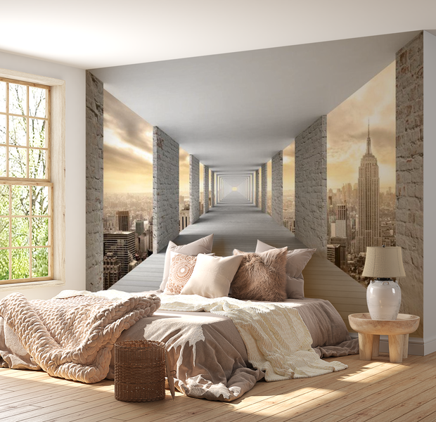 3D Illusion Wallpaper Wall Mural - Skyward Corridor