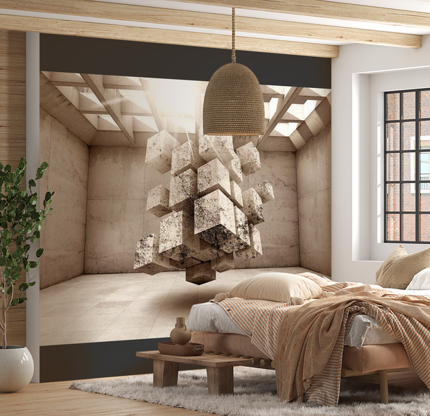 3D Illusion Wallpaper Wall Mural - Space Cubes