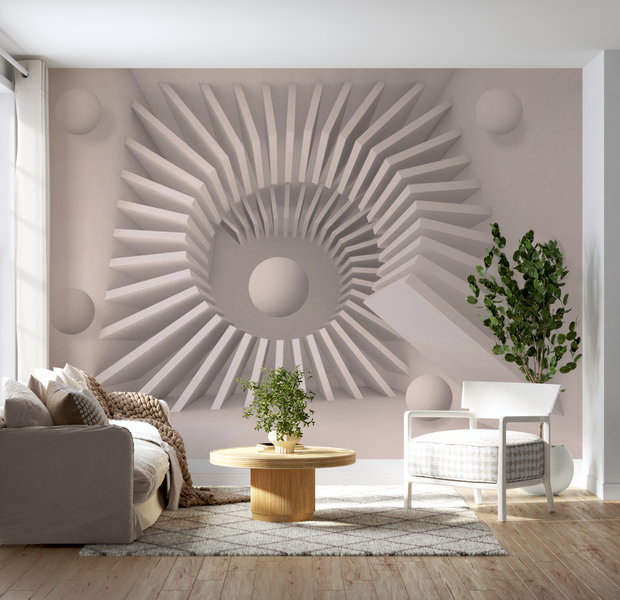 3D Illusion Wallpaper Wall Mural - Spiral Chamber