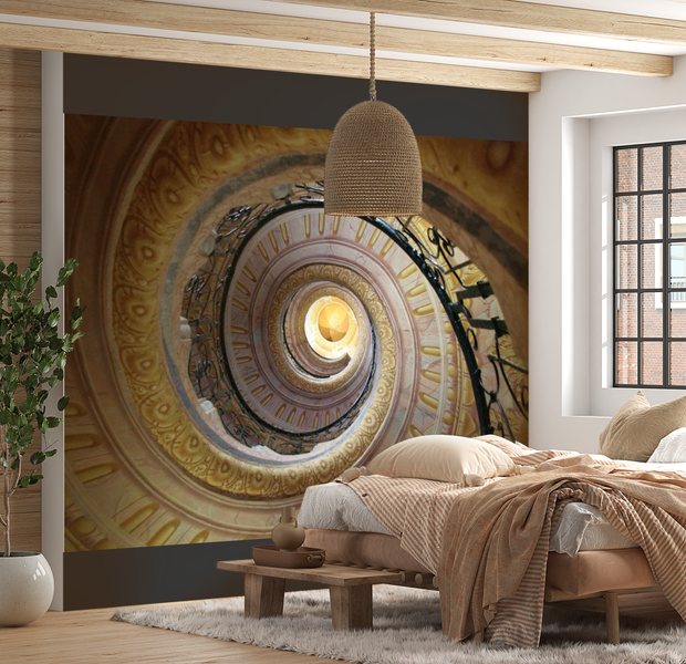 3D Illusion Wallpaper Wall Mural - Spiral Stairs