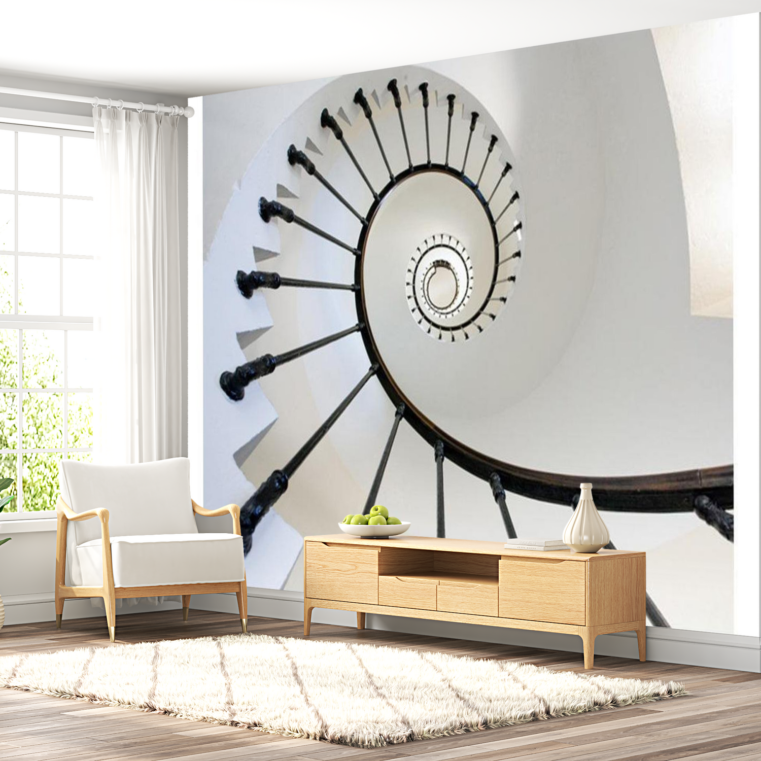 3D Illusion Wallpaper Wall Mural - Stairs Lighthouse 118"Wx90"H