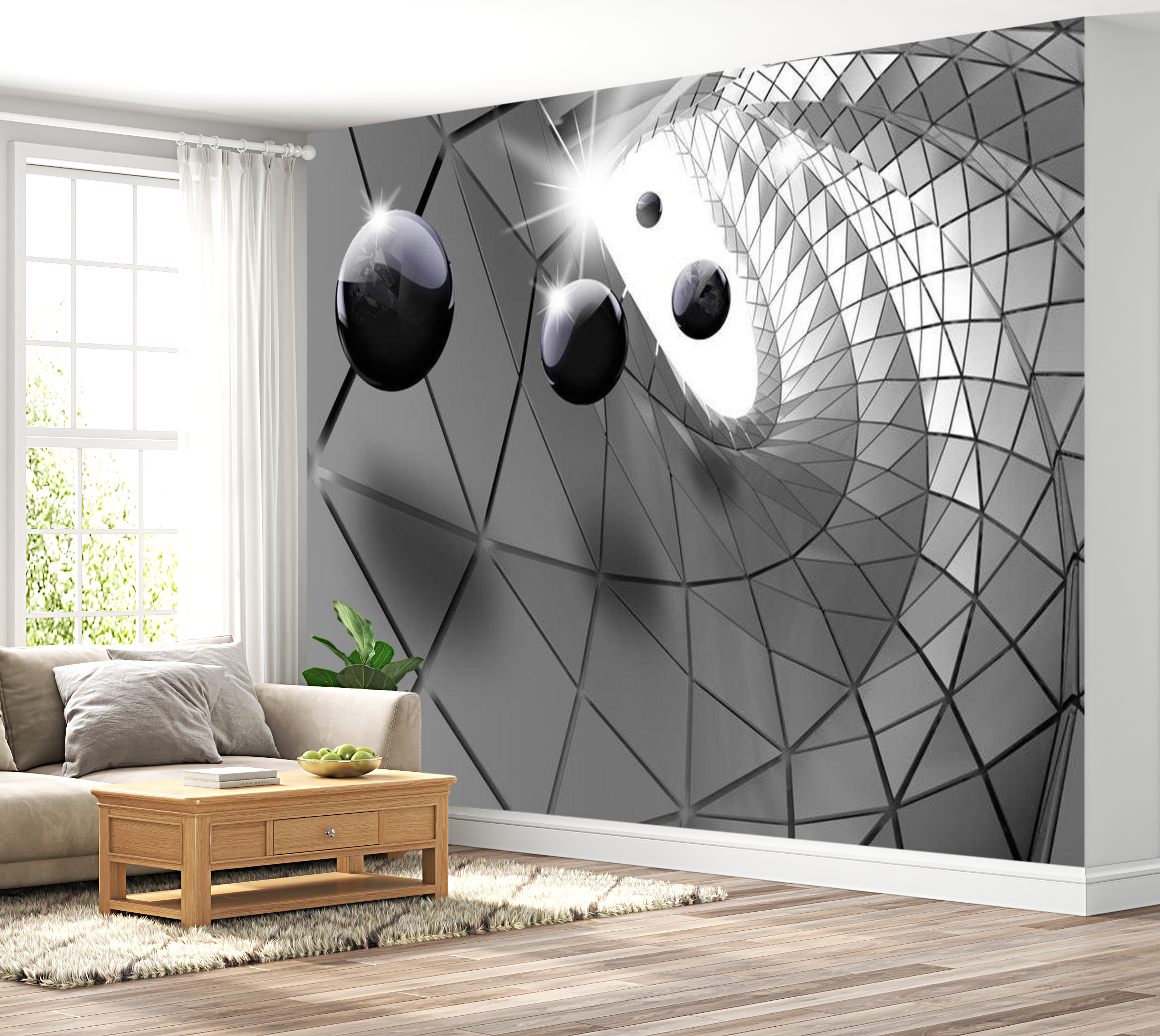 3D Illusion Wallpaper Wall Mural - Steel Illusion 39"Wx27"H