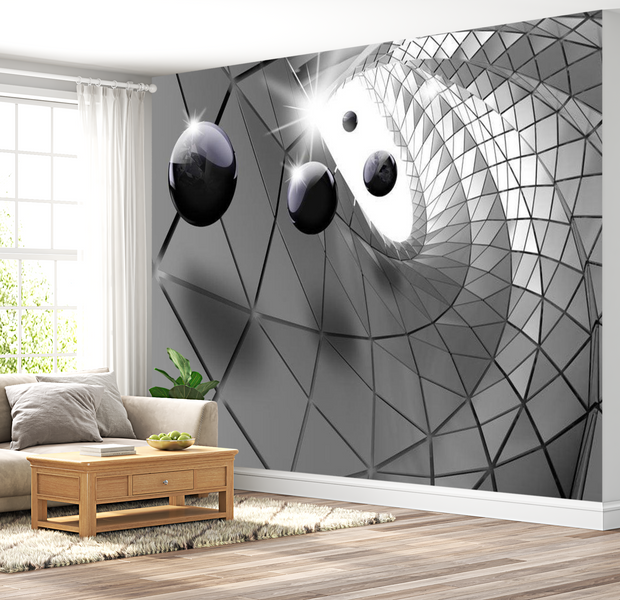 3D Illusion Wallpaper Wall Mural - Steel Illusion 39"Wx27"H