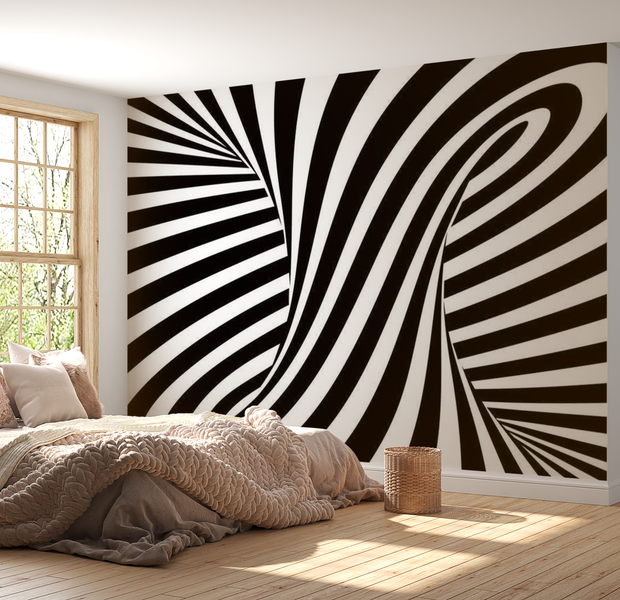 3D Illusion Wallpaper Wall Mural - Striped Storm