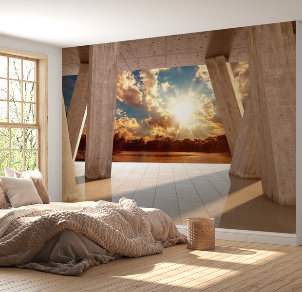 3D Illusion Wallpaper Wall Mural - Sunny Promenade