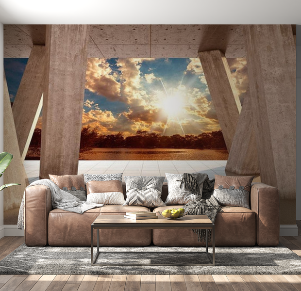 3D Illusion Wallpaper Wall Mural - Sunny Promenade 39"Wx27"H