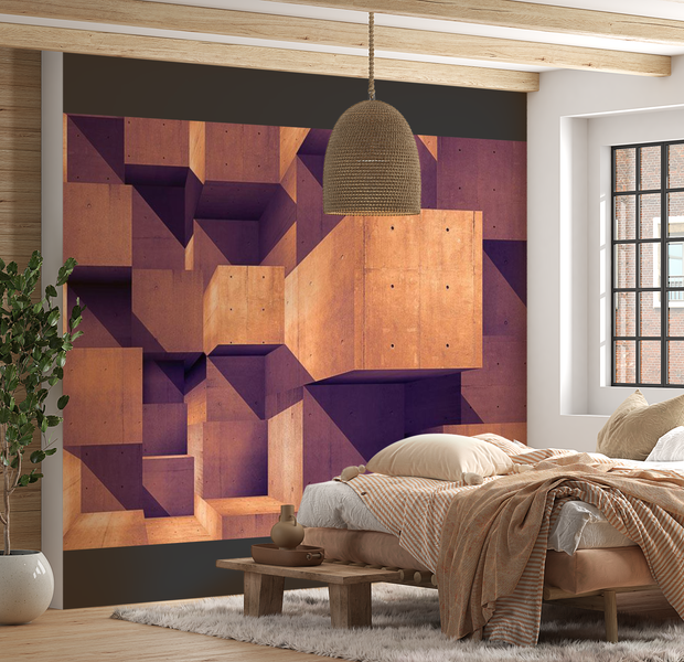 3D Illusion Wallpaper Wall Mural - Sunset Concrete City