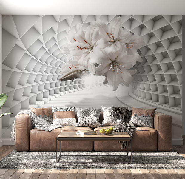 3D Illusion Wallpaper Wall Mural - Flowers In The Tunnel 39"Wx27"H